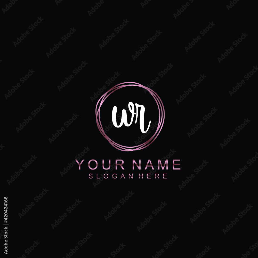 WR beautiful Initial handwriting logo template WR beautiful Initial handwriting logo template