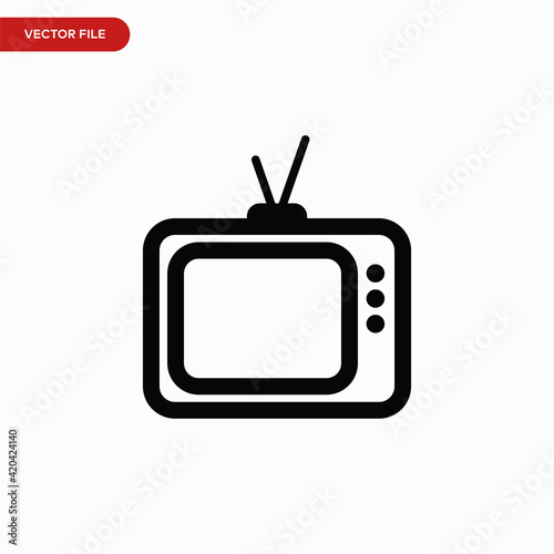 Television icon vector. Simple monitor sign