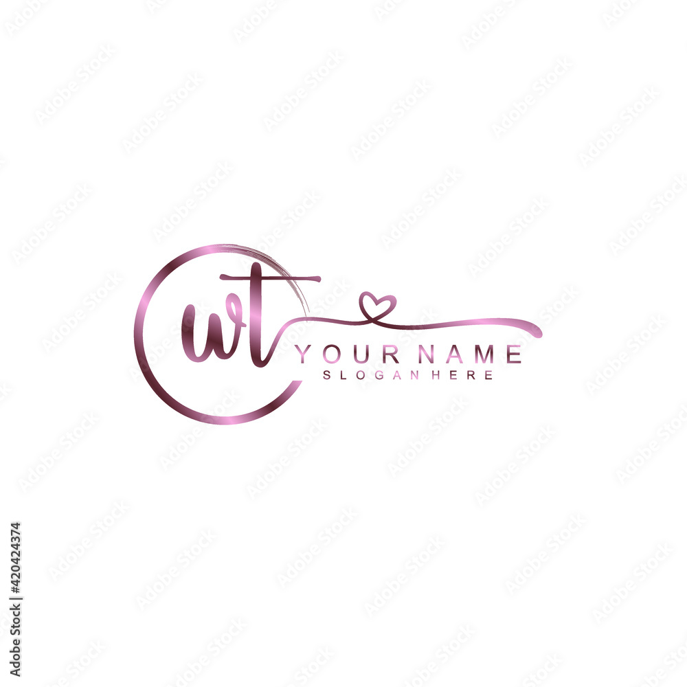 WT beautiful Initial handwriting logo template