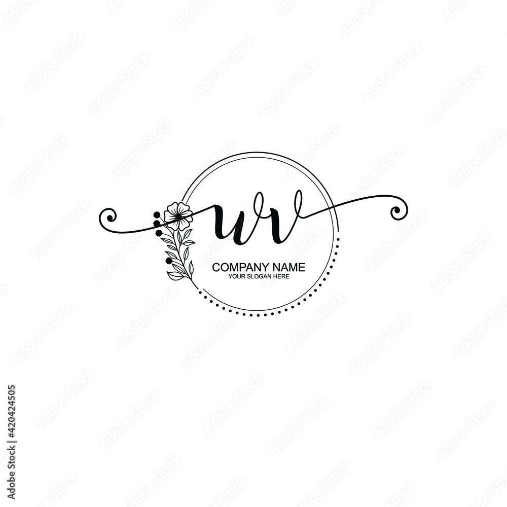 WV beautiful Initial handwriting logo template WV beautiful Initial handwriting logo template