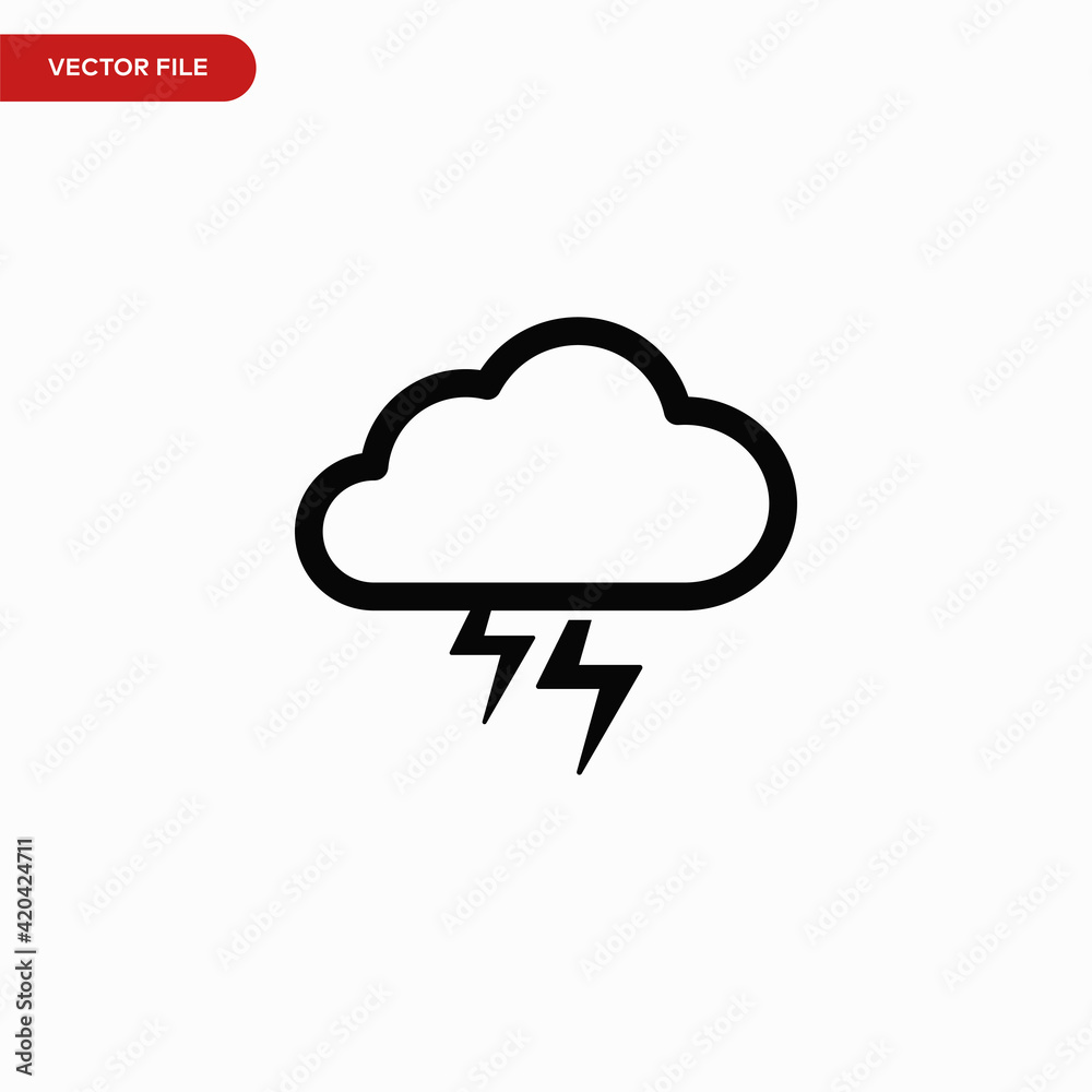 Storm cloud icon vector. Simple thunder sign Storm cloud icon vector. Simple thunder sign