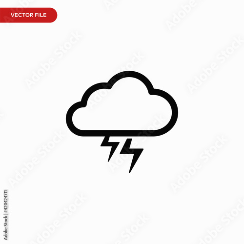 Storm cloud icon vector. Simple thunder sign