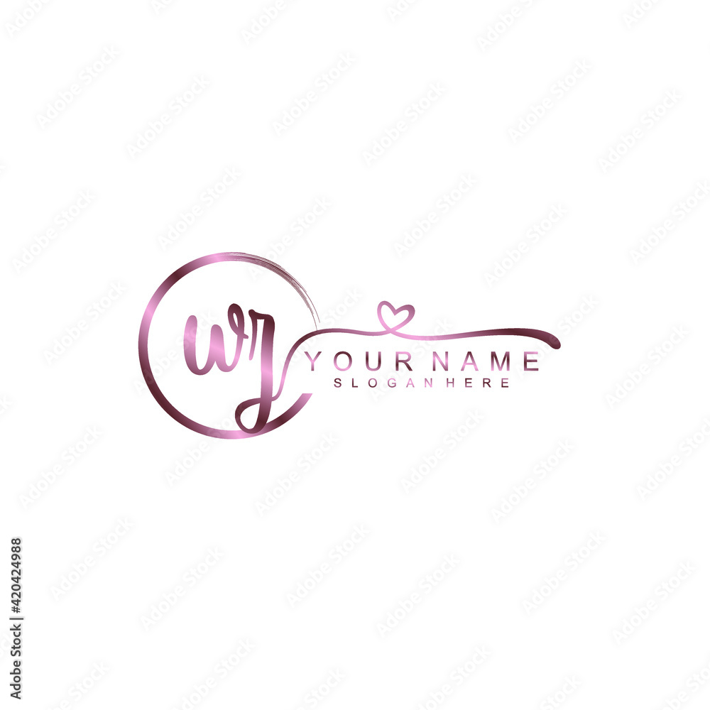 WZ beautiful Initial handwriting logo template