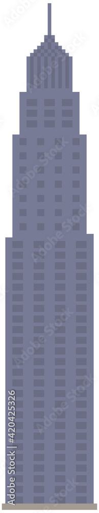 High rise building, tower for computer pixel game. City downtown landscape with high skyscraper High rise building, tower for computer pixel game. City downtown landscape with high skyscraper