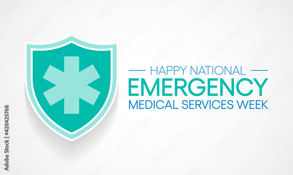 Obraz premium National Emergency medical services week observed each year in may to appreciate the contributions of EMS practitioners in safeguarding the health, safety and wellbeing of their communities. vector