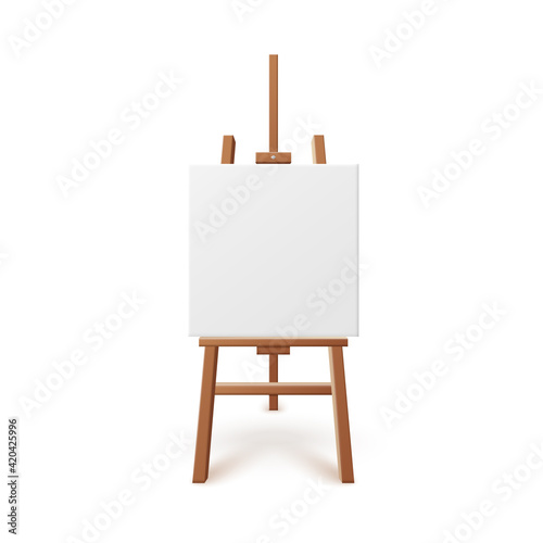 Artists easel with blank artboard, flat vector mockup illustration isolated.