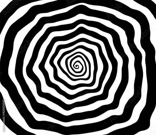 Vector spiral. Spiral. The concentric circles. The silhouette of the spiral. Effect, hypnosis, the symmetry of the spiral. Abstract background, design element.