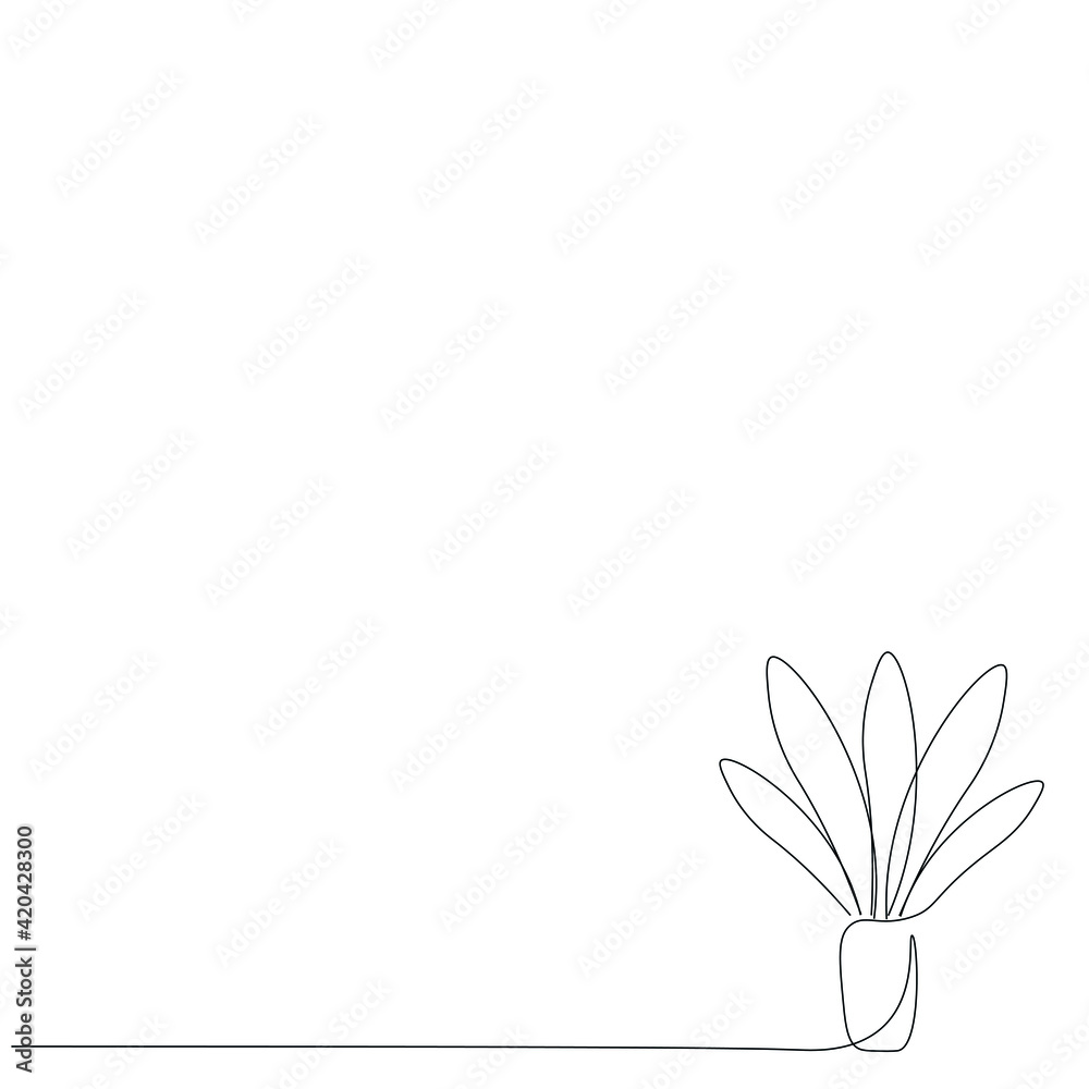 Plant in pot drawing, vector illustration