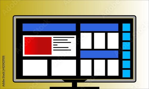 Ein Monitor auf dem die Struktur einer Website abgebildet ist