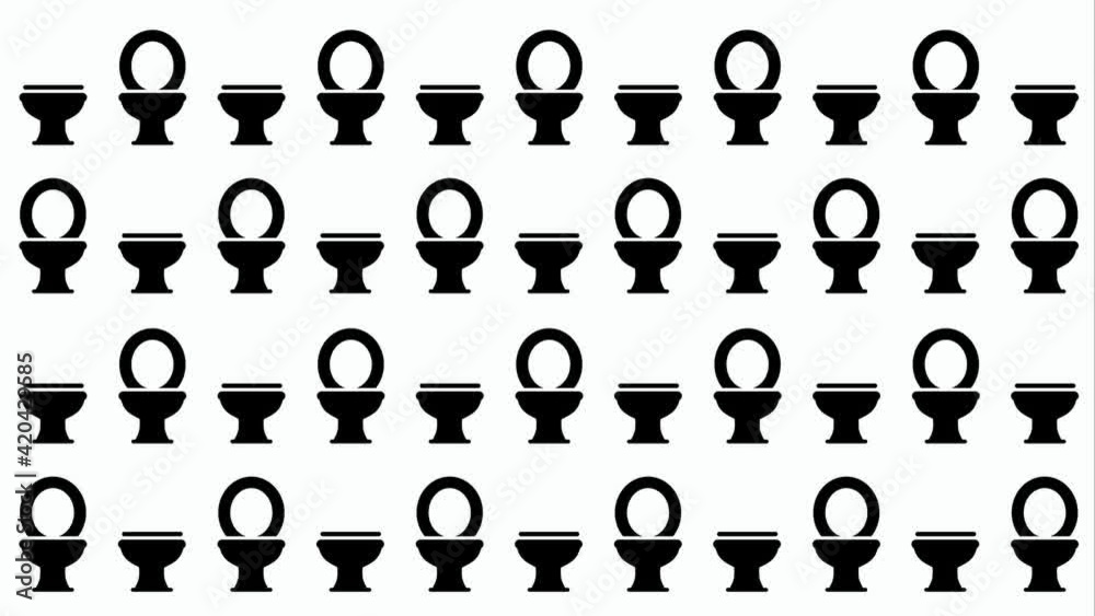 Toilet seat open and closed video. Restroom or bathroom for man and woman to peeing. Human handicap toilets with wheelchair logo. Funny vector WC pictogram icon or sign. World toilet day. Unisex Toilet seat open and closed video. Restroom or bathroom for man and woman to peeing. Human handicap toilets with wheelchair logo. Funny vector WC pictogram icon or sign. World toilet day. Unisex