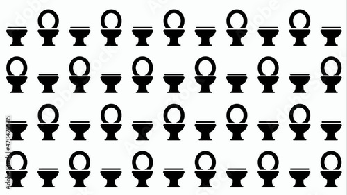 Toilet seat open and closed video. Restroom or bathroom for man and woman to peeing. Human handicap toilets with wheelchair logo. Funny vector WC pictogram icon or sign. World toilet day. Unisex