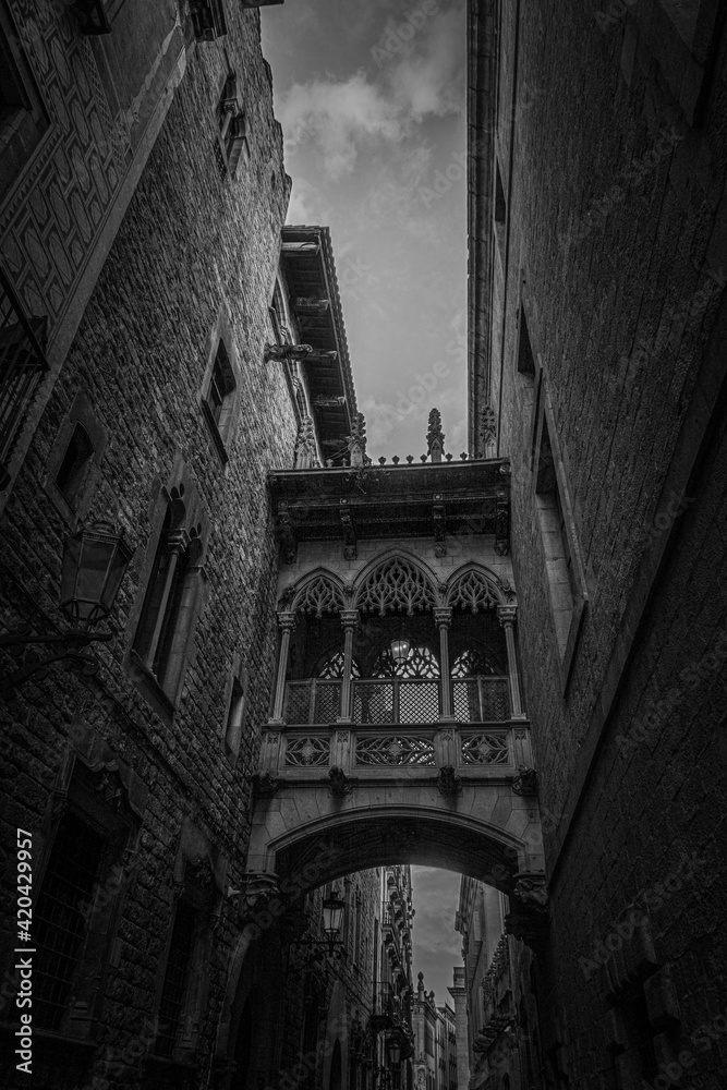 Barcelona. Gothic quarter of Barcelona. Catalonia. Spain, 2021