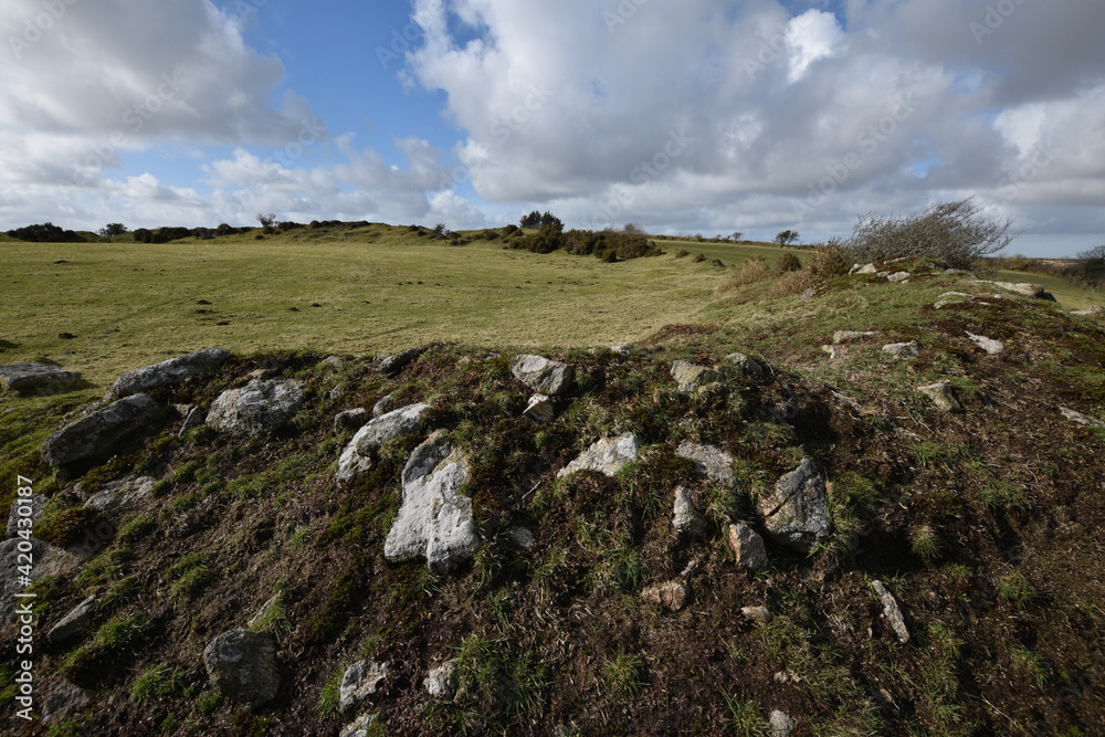 The outer walls of Bury Castle Iron Age hillfort Bodmin Moor Cornwall