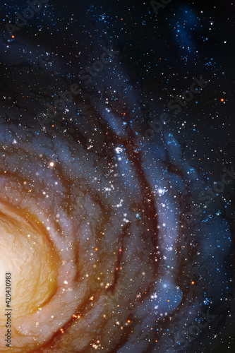 Night starry sky and nebula. Spiral galaxy. Space and astronomy