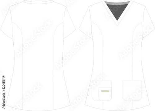  Women V Neck Scrub Top vector