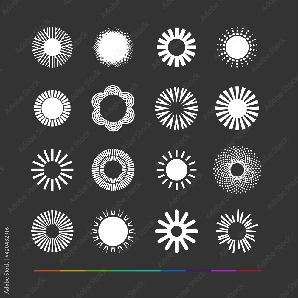 Design elements - sun simbols. Circle Graphics Design elements - sun simbols. Circle Graphics