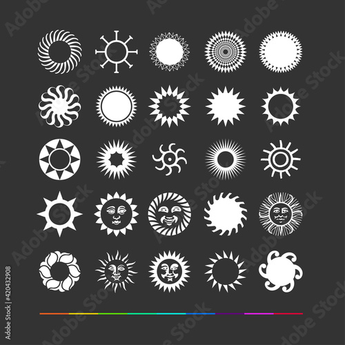 Design elements - sun simbols. Circle Graphics