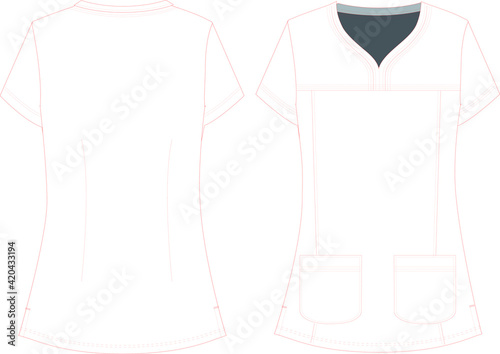 Women Sweetheart V Neck Scrub Top vector