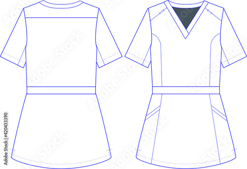 Women Tailored Peplum Scrub Top vector