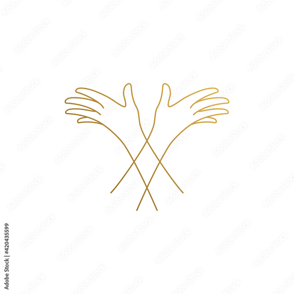 Obraz premium Vector design of crossed arms hand drawn with thin lines