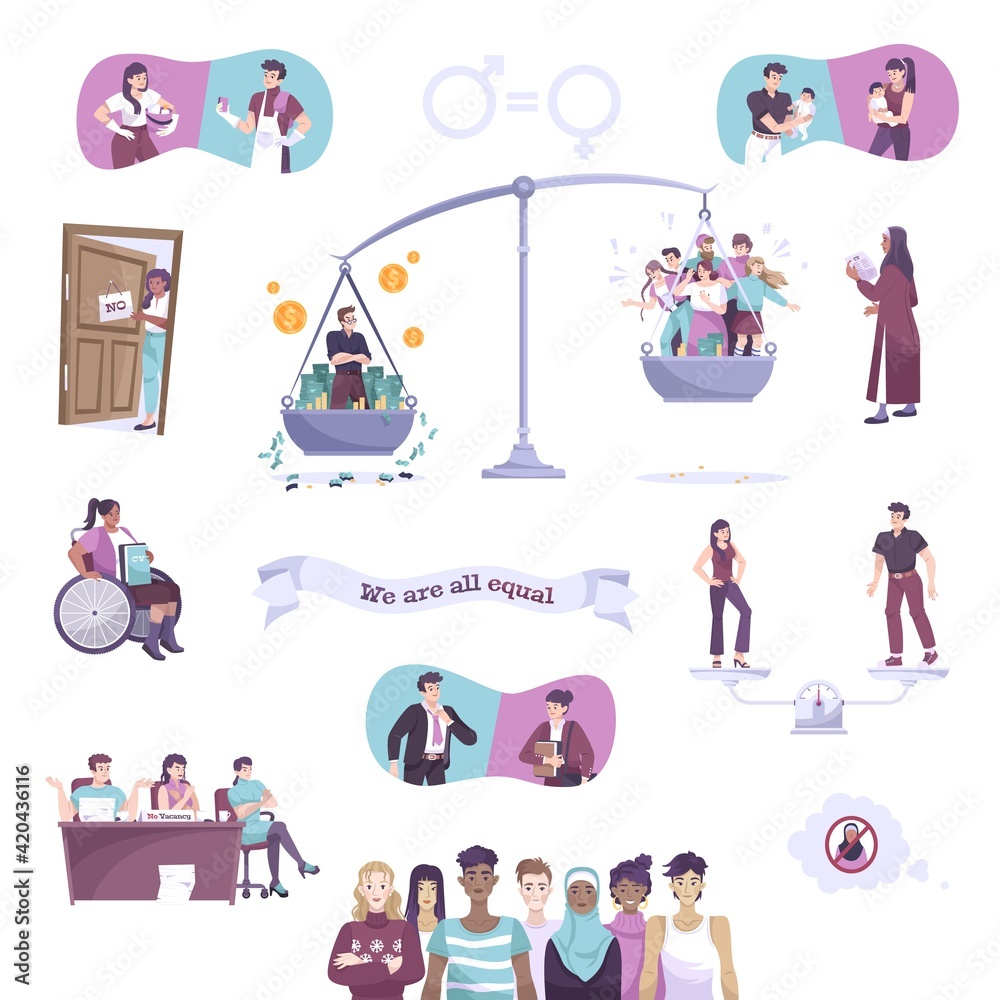 Social Justice Set Flat Isolated Icon Set
