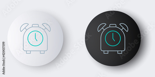Line Alarm clock icon isolated on grey background. Wake up, get up concept. Time sign. Colorful outline concept. Vector