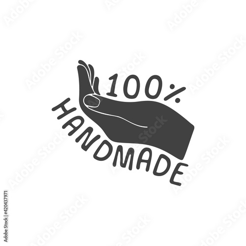 Handmade 100 percent vector icon. 100% Hand Made sign