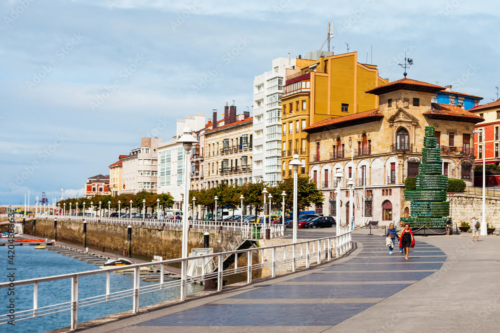 Gijon city marina in Asturias, Spain