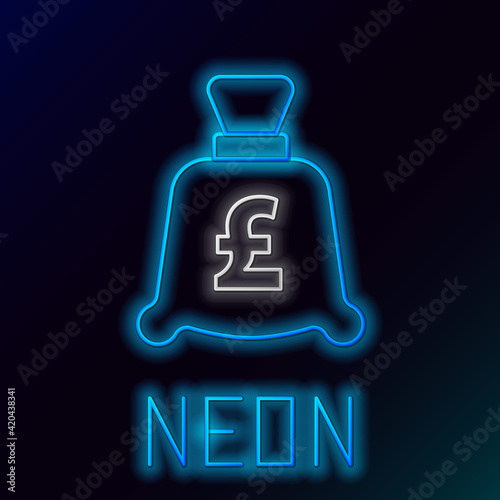 Glowing neon line Coin money with pound sterling symbol icon isolated on black background. Banking currency sign. Cash symbol. Colorful outline concept. Vector