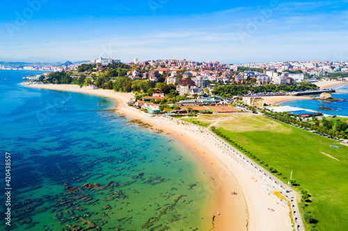 Santander city beach aerial view © saiko3p
