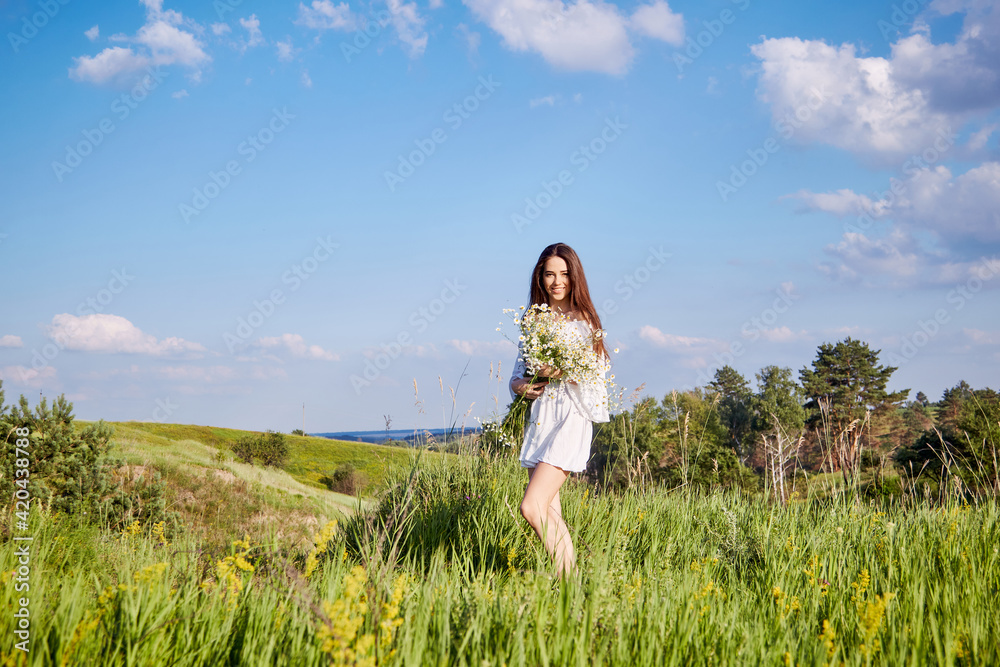 girl with a bouquet of flowers girl with a bouquet of flowers