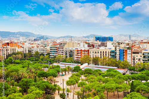 Barcelona aerial panoramic view, Spain