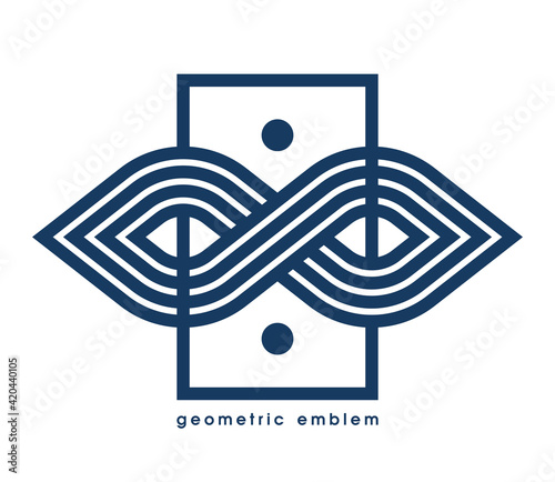 Abstract geometric infinity shaped vector logo isolated on white, infinite linear graphic design modern style symbol, eternity line art geometrical shape emblem or icon.