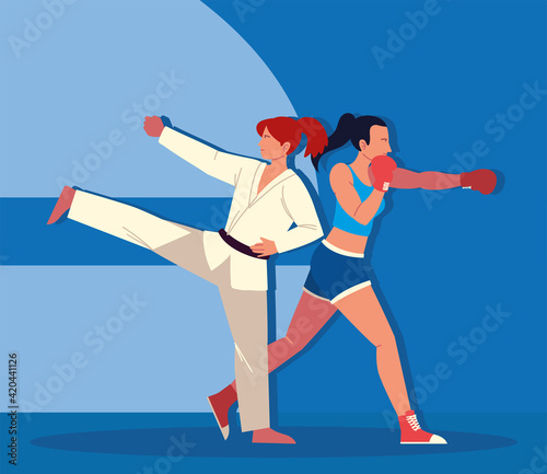female boxer kickboxing