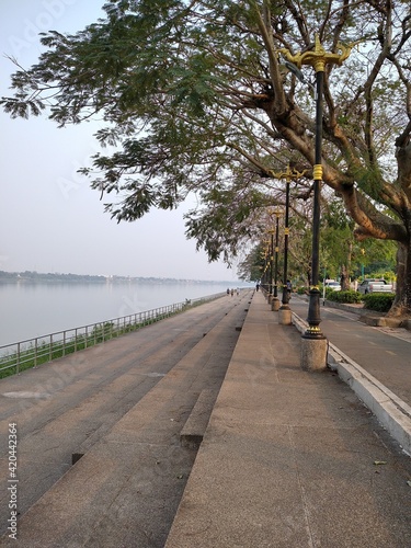 Walking path along the banks of the Mekong River