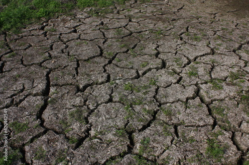 land with dry cracked ground