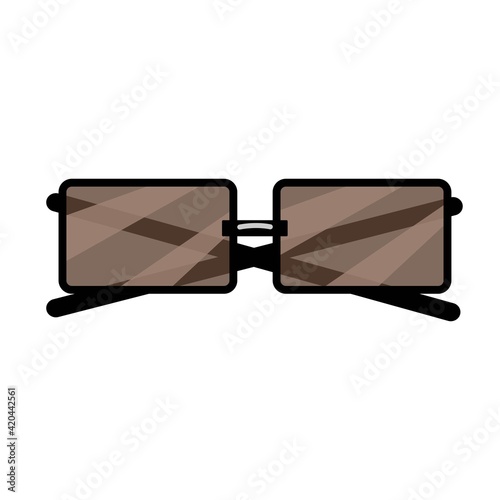 Brown sunglasses, ophthalmic accessory, item for improving vision and eye protection, vector icon in flat style.