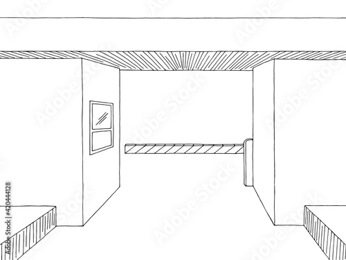 Border check point graphic black white landscape sketch illustration vector