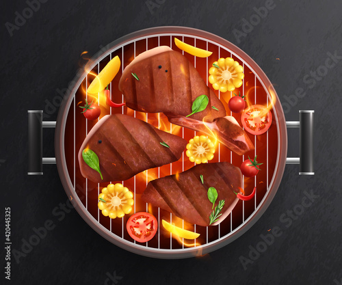 Meat Vegetables Barbecue Composition