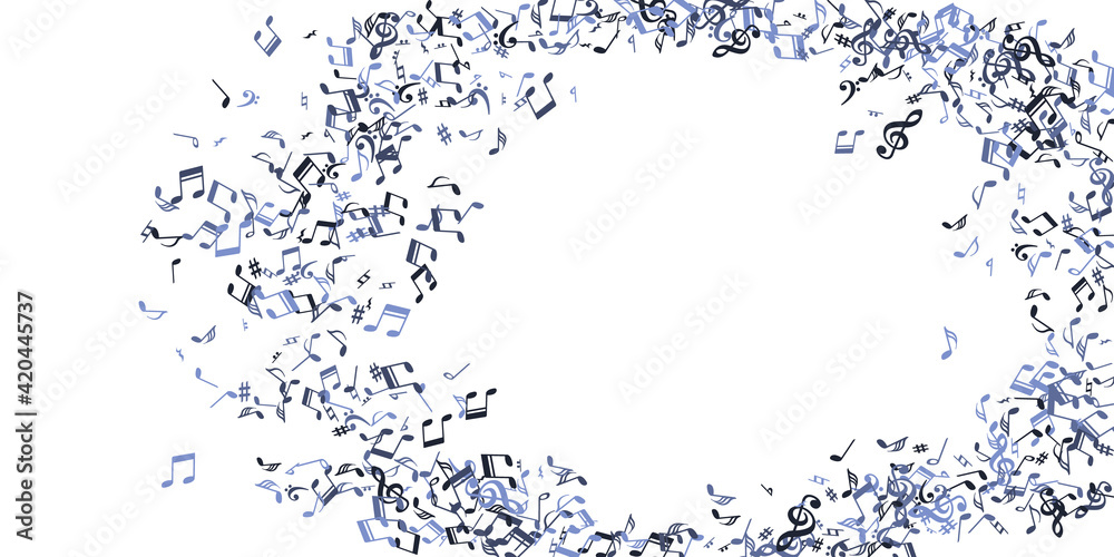 Obraz premium Music notes flying vector background. Song