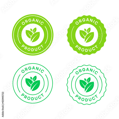 Organic Product Vector Icon Circle Sign. Healthy Food Badge. Natural Product Emblem.