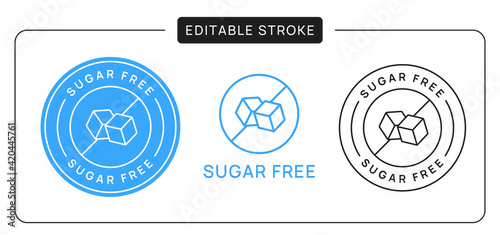 Sugar Free Linear Icon Sign, Editable Stroke.