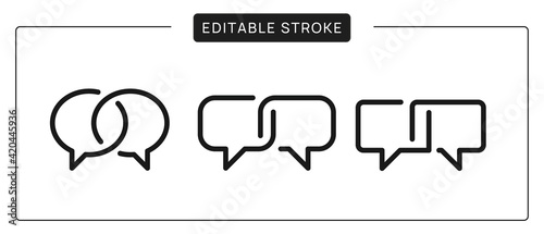 Productive dialog icons. Linear Chat Logo Design. Interview Vector sign. Editable Stroke.