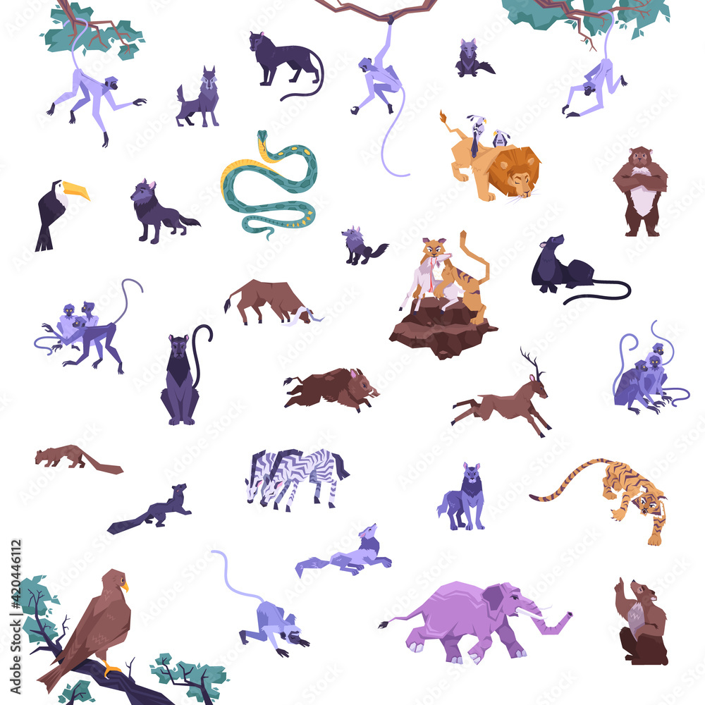 Jungle Animals Icon Set Jungle Animals Icon Set