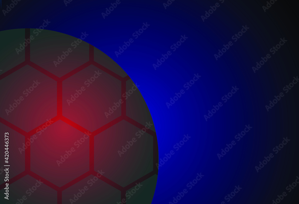 illustration like a red soccer ball. with a black and blue gradation background. vector