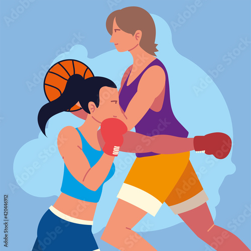 women boxer basketball