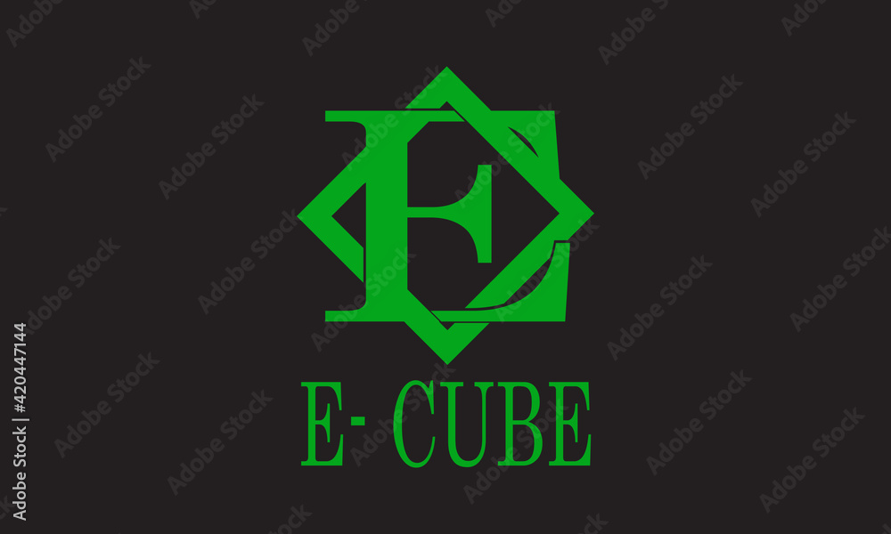 modern unique minimalist logo E and cube neon monogram box modern unique minimalist logo E and cube neon monogram box