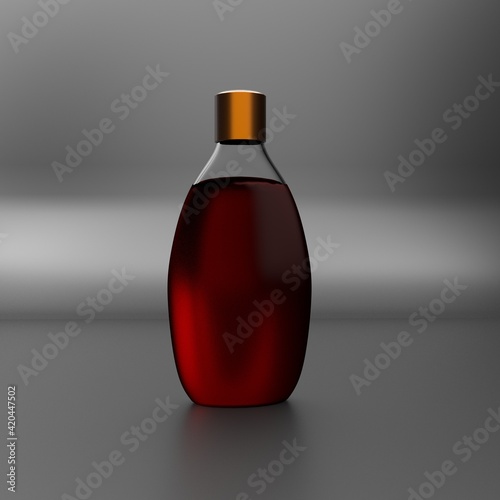 Liquid bottle with golden cap