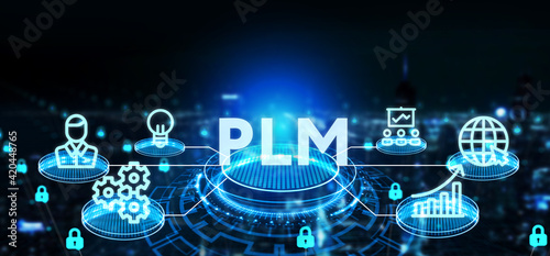 Obraz na plátne PLM Product lifecycle management system technology concept