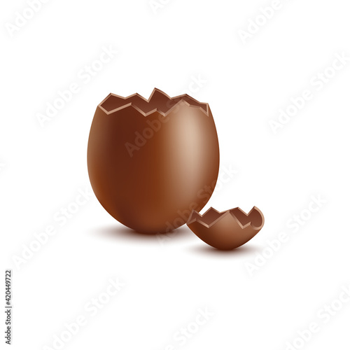 Easter chocolate egg with cracked top - realistic holiday treat